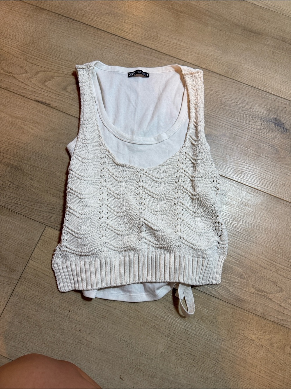 Zara Off-White Knit Overlay Tank